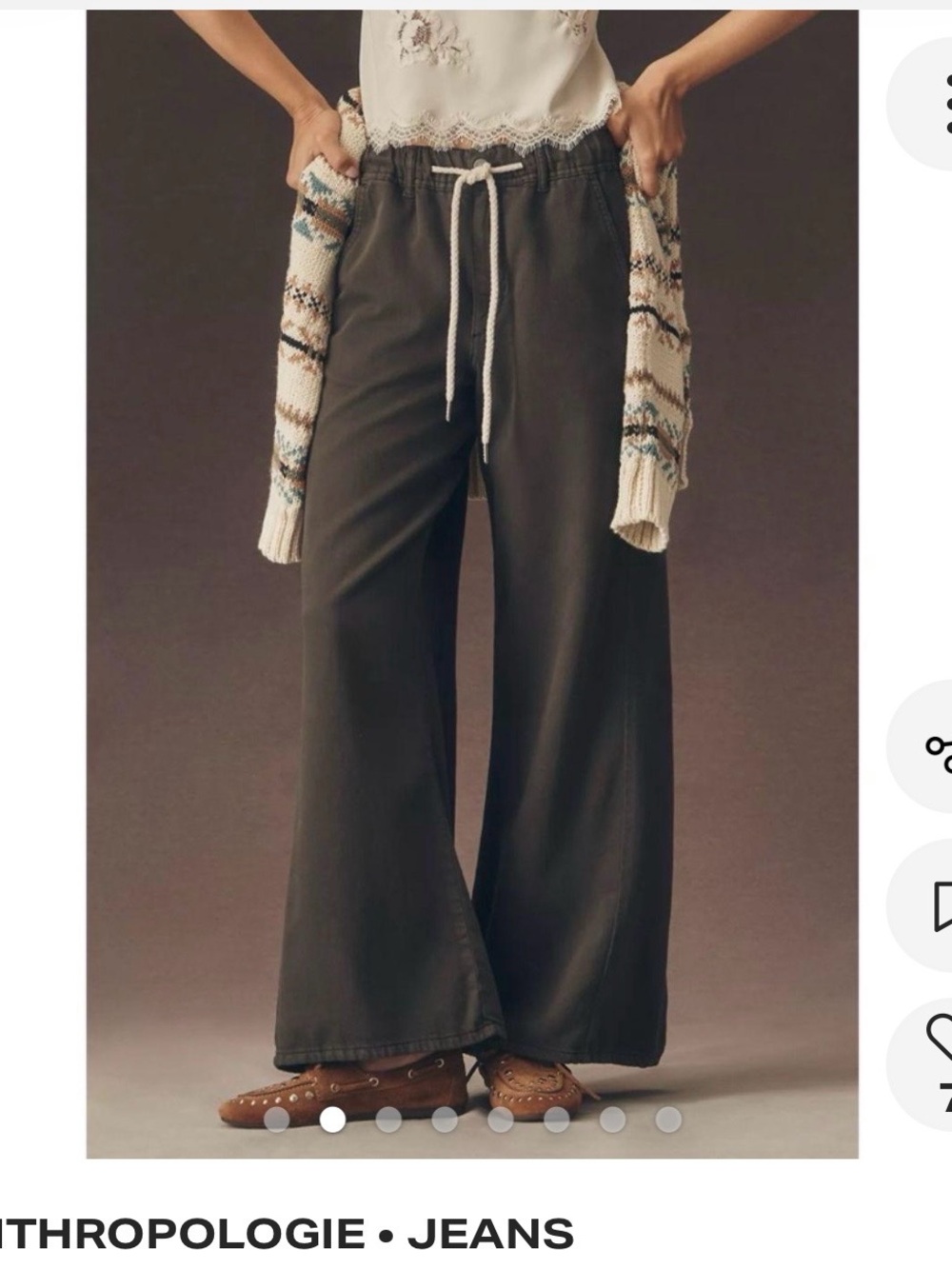 Pilcro Anthropologie XS wide leg palazzo pants charcoal color. Washed, not worn - Picture 2 of 13
